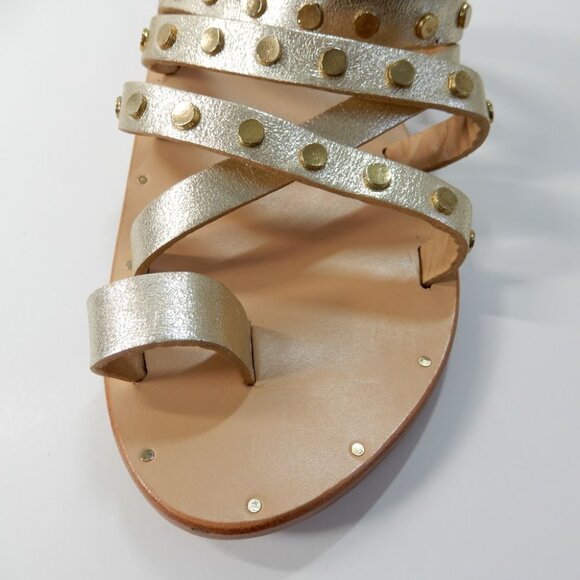 Beek Lory Slide Flat SANDALS Size 5 Platinum Beach Leather Studs NEW $295 - Picture 10 of 14